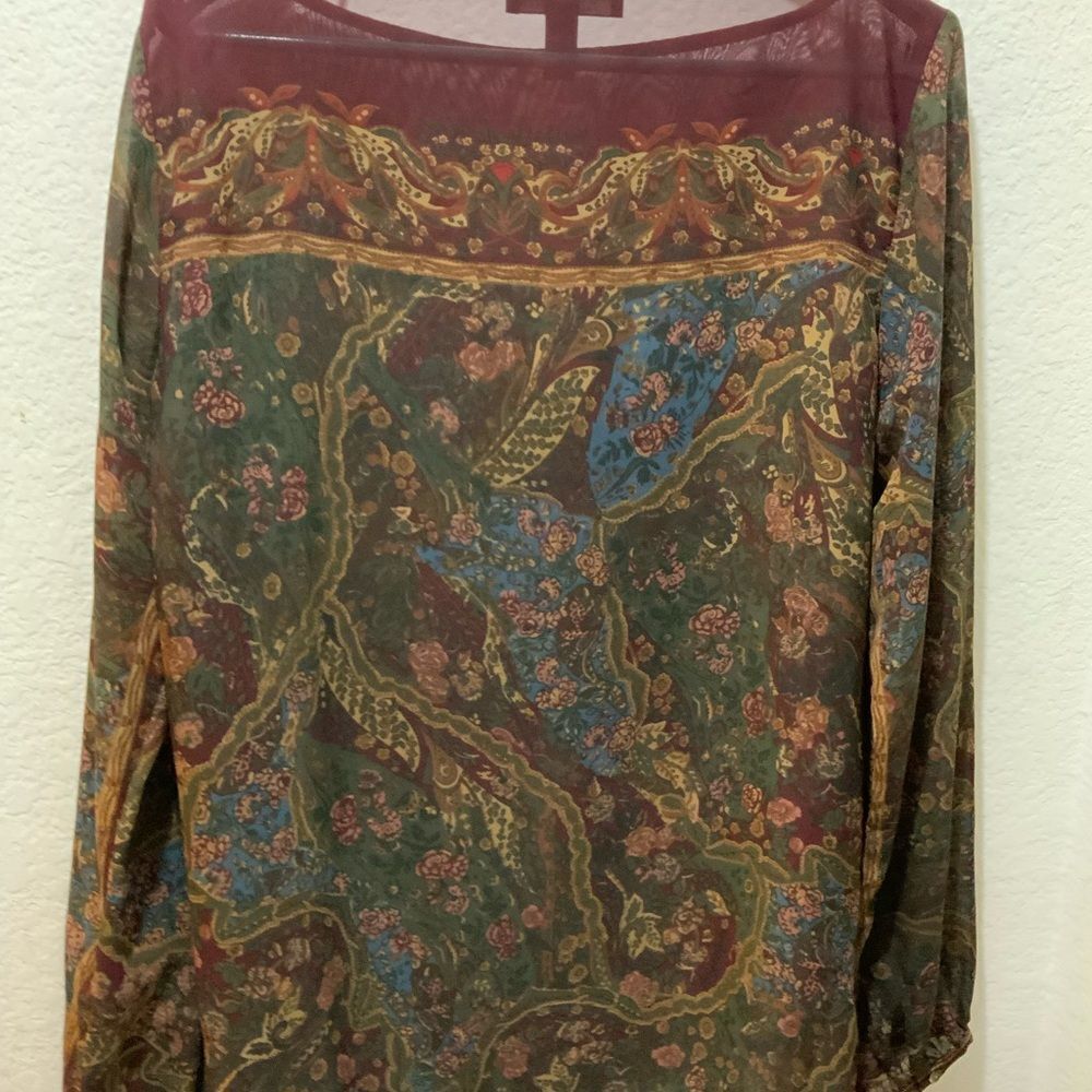 Lauren Ralph Lauren Women See-Through Floral Long Sleeve Blouse Size L - Picture 5 of 6